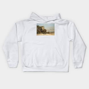 Beach in Normandy by Gustave Courbet Kids Hoodie